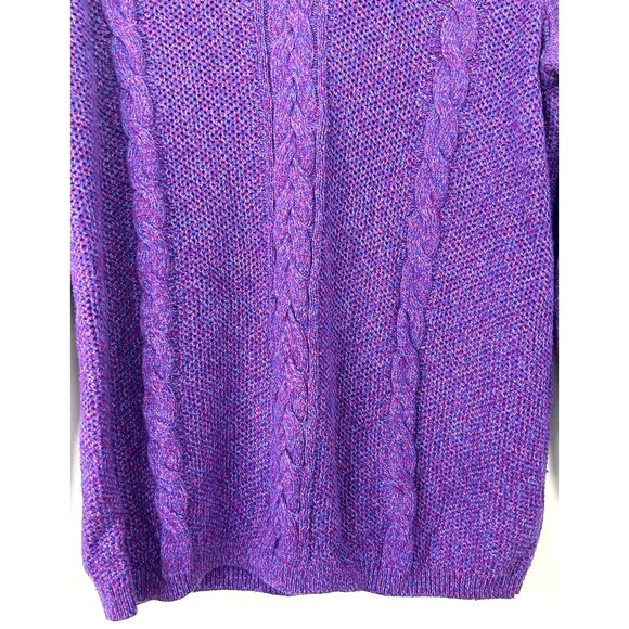 Talbots Deep Purple Pink Cable Knit Zip Back Sweater Cotton Soft Women XL 1127U - Picture 8 of 12